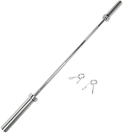 Threaded Chrome Barbell Bar 1-2 Inch Barbell Diameter with Ring Collars Long Olympic Barbell Weightlifting Barbell for Bicep, Tricep and Weight Lifting Exercises