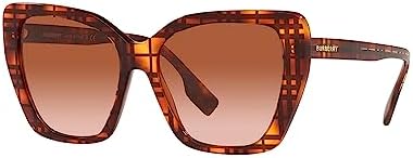 BURBERRY BE 4366 398213 Check Havana Plastic Cat Eye Sunglasses Brown Gradient Lens