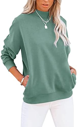 TICTICMIMI Women's Casual Long Sleeve Sweatshirt Tops Mock Turtleneck Lightweight Tunic Fall Pullover with Pocket