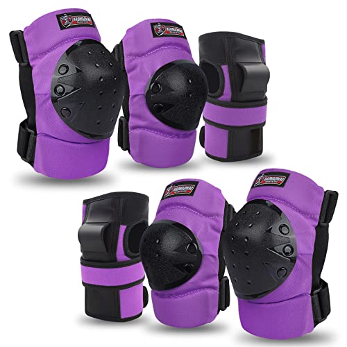 Haomaomao Adult & Kids Knee Pads Elbow Pads Wrist Guards Protective Gear Set for Roller Skates Scooter Inline Skating Cycling BMX Bike Skateboard Riding and Outdoor Extreme Multi-Sports