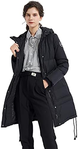 Orolay Women's Winter Long Down Coat Double Snap Puffer Jacket with Big Pockets