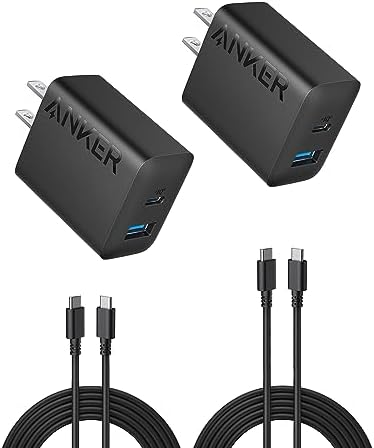 Anker iPhone 15 Charger, Anker USB C Charger, 2-Pack 20W Dual Port USB Fast Wall Charger, USB C Charger Block for iPhone 15/15 Pro/15 Pro Max/iPad Pro/AirPods & More (2-Pack 5 ft USBC Cable Included)