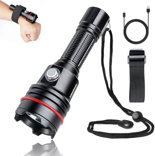 LetonPower Diving Flashlight, 2000Lumens Dive Light,100m Underwater Flashlight,Dive Lights Scuba Diving,with Type-C Charging Dive Torch for Professional Outdoor Underwater Sports