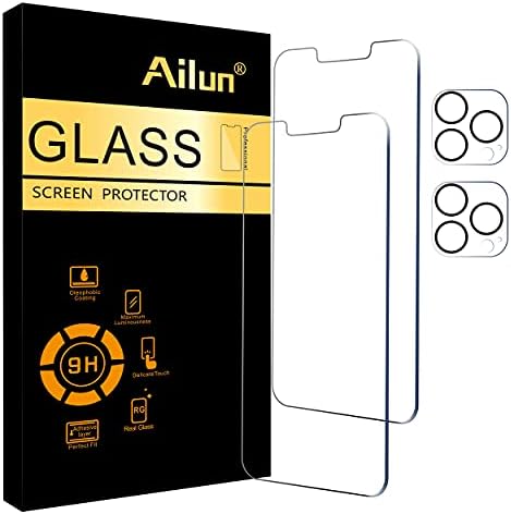 Ailun 2Pack Screen Protector for iPhone 13 Pro [6.1 inch] Display 2021 + 2 Pack Camera Lens Protector, Tempered Glass Film,[9H Hardness] - HD [Not for iPhone 13 Pro Max][4 Pack]