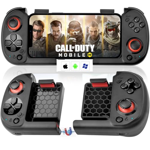 Koiiko Mobile Gaming Controller for iPhone iOS Android PC Wireless Gamepad Joystick for iPhone 15/14/13/12/X, iPad, MacBook, Samsung Galaxy S23/S22/S21/S20, TCL, Magnetic Storage, Pocket Size, Call of
