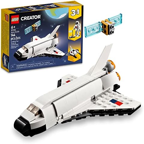 LEGO Creator 3 in 1 Space Shuttle Building Toy for Kids, Creative Gift Idea for Boys and Girls Ages 6 and Up, Build and Rebuild This Space Shuttle Toy into an Astronaut Figure or a Spaceship, 31134