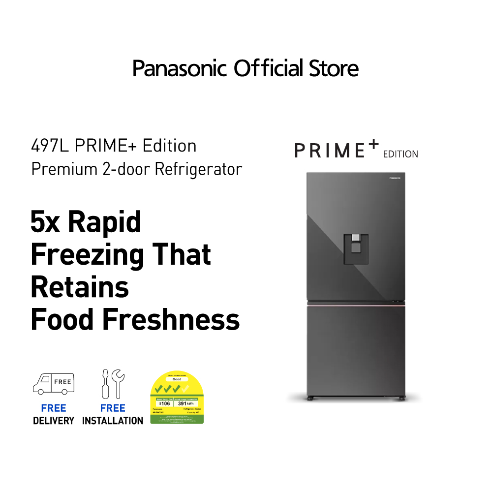Panasonic Prime+ Edition  NR-BW530XMMS 497L 2 Doors Refrigerator with PrimeFresh & PrimeFreeze
