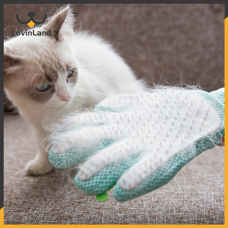 [Lovinland] Pet Grooming Glove For Cats Soft Rubber Pet Hair Remover Dog Horse Cat Shedding Bathing Massage Brush Clean Comb
