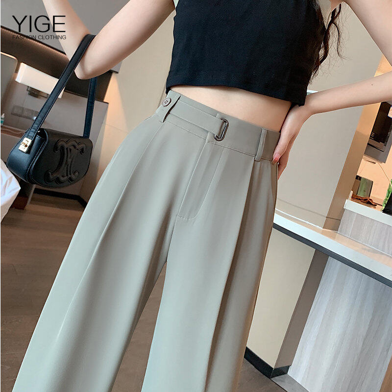 YIGE 2023 New High end Suit Pants for Women in Spring and Summer: Slim and Slim, Straight, Narrow, Wide Leg Pants for Women in Pear Shape, Floor Sweeping Pants