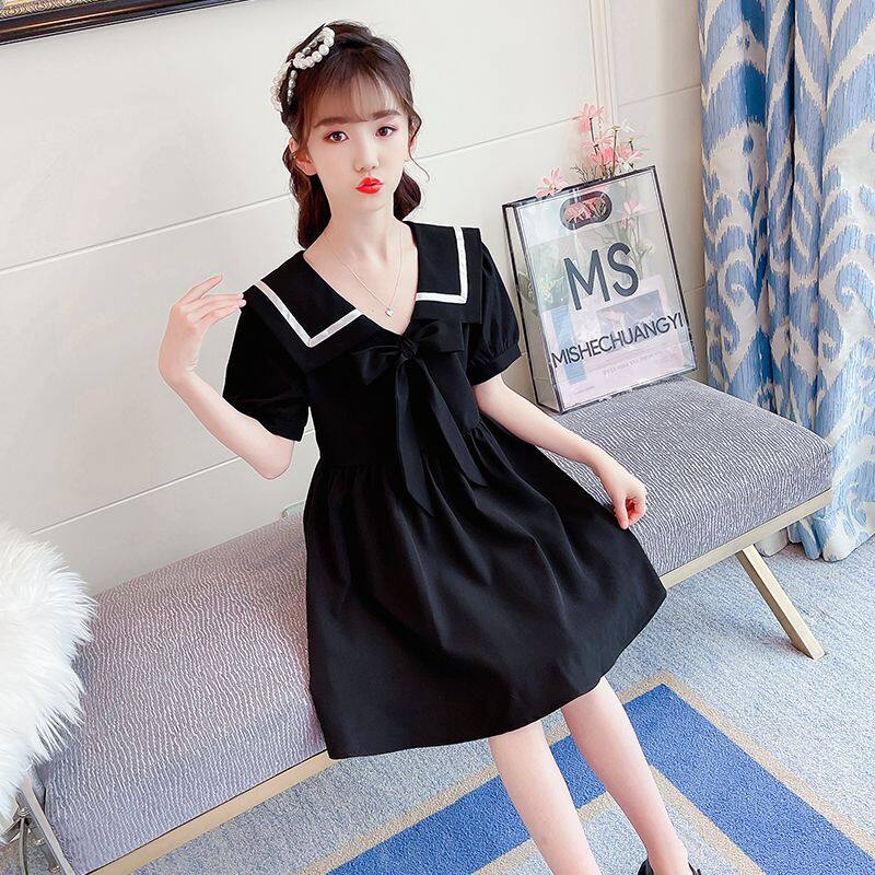 NW Girls Summer Dress 2023 New Children's Clothes Western Fashion Navy Collar Princess Skirt Skirt College Summer 2-13yrs Old