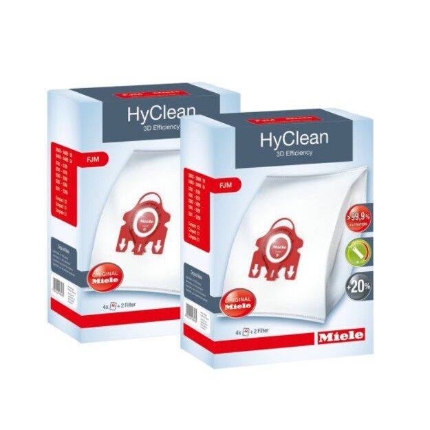 Miele HyClean 3D Cleaner Dust Bag FJM  (S300,S500,S700,S4000,S6000,C2 Series) , 4 HyClean bags and 2 cut-to-size filter