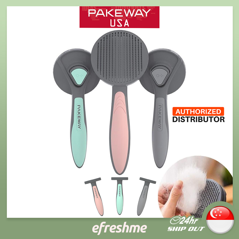 Authentic Pakeway Pet Brush Self Cleaning & Automatic Grooming Comb Dog Cat