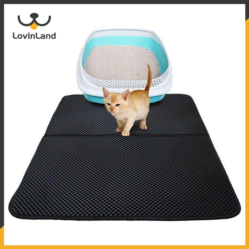 [Lovinland] Pet Easy Clean Waterproof Cat Litter Mat EVA Black Double Layers Cat Litter Trapper Mats Collect Sands