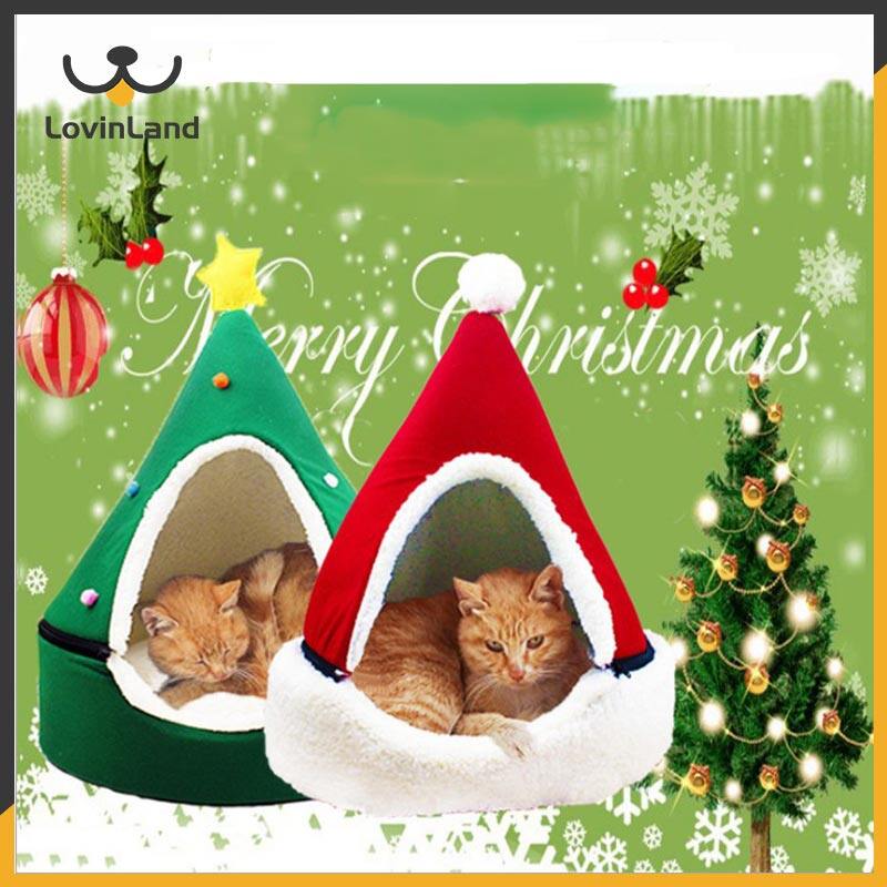 [Lovinland] Pet Christmas Tree Pet Bed Cat Bed Dog Bed Winter Warm Enclosed Cute Cat Bed Kennel