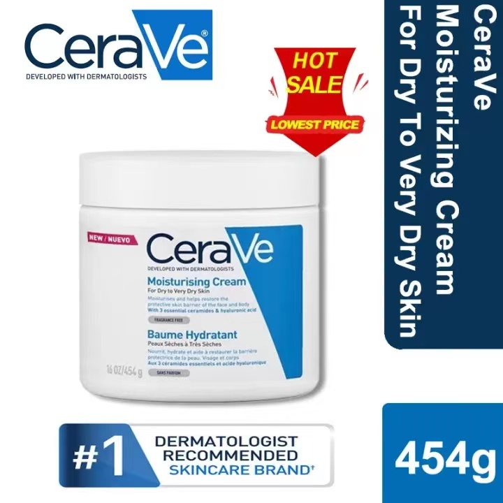 CeraVe Moisturizing Cream for Face and Body Skin Repair Rejuvenation Cream Fragrance Free 454g/340g